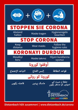 Bild vergrößern: Mehrsprachiges Plakat zu Corona