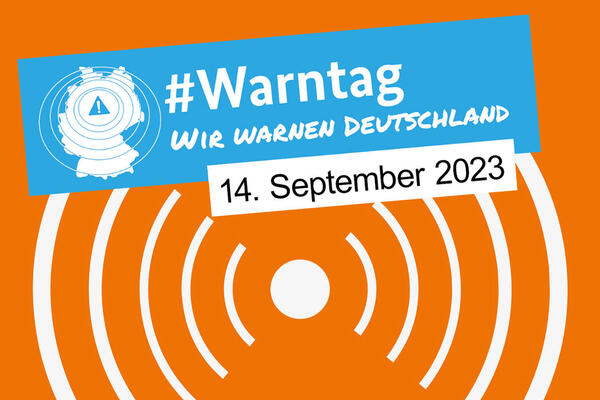Logo zum bundesweiten Warntag 2023 in blau und orange