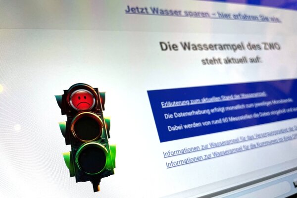 Eine Webseite, auf der eine rot leuchtende Ampel zu sehen ist.