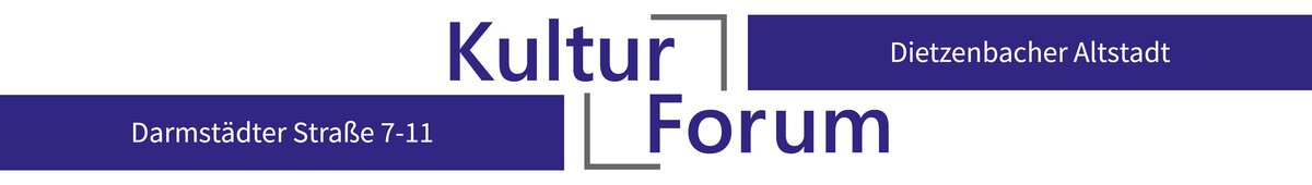 Schriftzug &raquo;Kultuforum&laquo; in blauer Schrift und grauen Linien, die ein Quadrat andeuten.