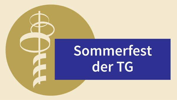 Bild vergr&ouml;&szlig;ern: Blauer Kreis mit wei�er Grafik des Aussichtsturms und dem Schriftzug "Sommerfest der TG"