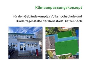 Bild vergr&ouml;&szlig;ern: Titel eines Konzeptpapiers, darauf zu sehen ein Geb&auml;ude in Frontal- und aus Vogelsicht mit Markierungen.