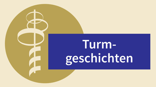 Bild vergr&ouml;&szlig;ern: Blauer Kreis mit wei�er Grafik des Aussichtsturms und dem Schriftzug "Turmgeschichten"